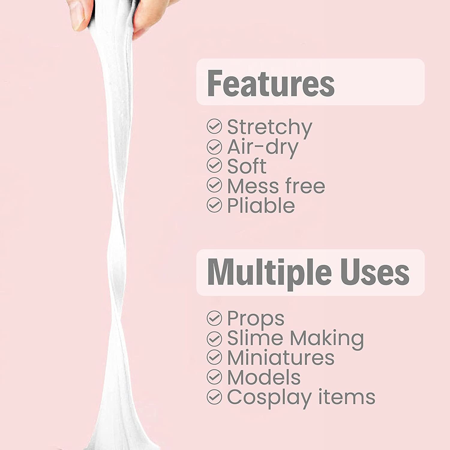 White Modeling Foam Clay- Air Dry, Squishy,Pliable - Molding Clay for Adult Arts &amp; Crafts Project,Fake Bake,Slime Ingredient Supplies,3 LBS / 1.36 KG Bucket, Age 3 Years &amp; Up