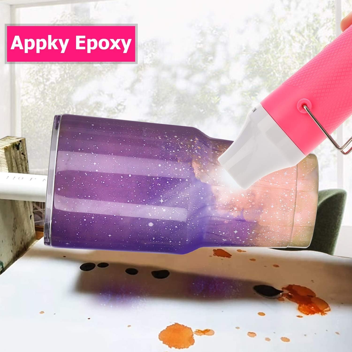 Heat Gun, Crafts Heating Tool Epoxy Resin Molds Silicone Embossing Craft Dryer Paint Blower for Acrylic Pouring Bubble Buster Small Art Heater Blow Guns (Pink)