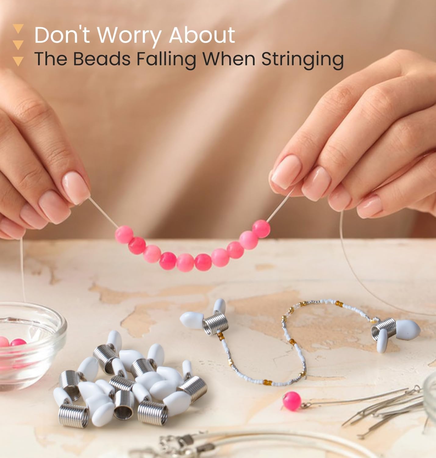 Bead Stopper, 8Pc Set, for Jewelry Making Creative Bead Line End to Prevent Beads from Falling (8Pcs)