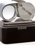 Loupes 10X Glass Jeweler Loupe Loop Eye Magnifier Magnifying Magnifier Metal Body Silver (10X21Mm)