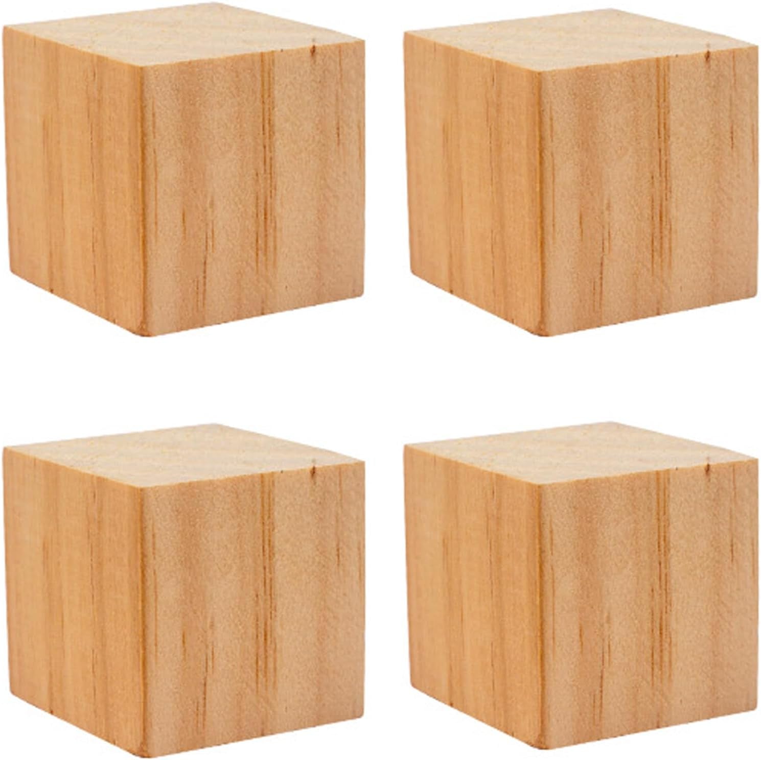 4PACK Wooden Blocks for Crafts, Unfinished Wood Cubes Blocks, 3 Inch Natural Wooden Blocks, Wood Square Blocks, Wooden Cubes for Arts and Crafts and DIY Projects