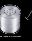 Strong Clear Nylon Fish Wire for Hanging Christmas Decor and 50 Loop Sleeve (218 Yd.)