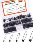 5 Sizes Black Safety Pins Assorted 25-55Mm Small and Large Safety Pins for Art Craft Sewing Jewelry Making in a PP Box (300 Pcs)
