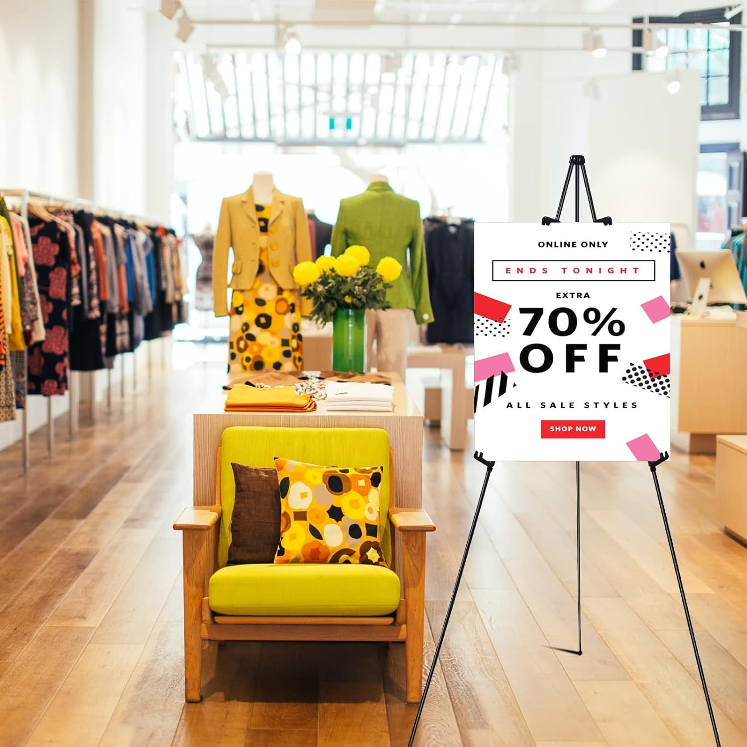 Easel Stand for Wedding Sign & Poster 63'' Easels for Display Portable Art Easels for Floor Adjustable Metal Easel Black