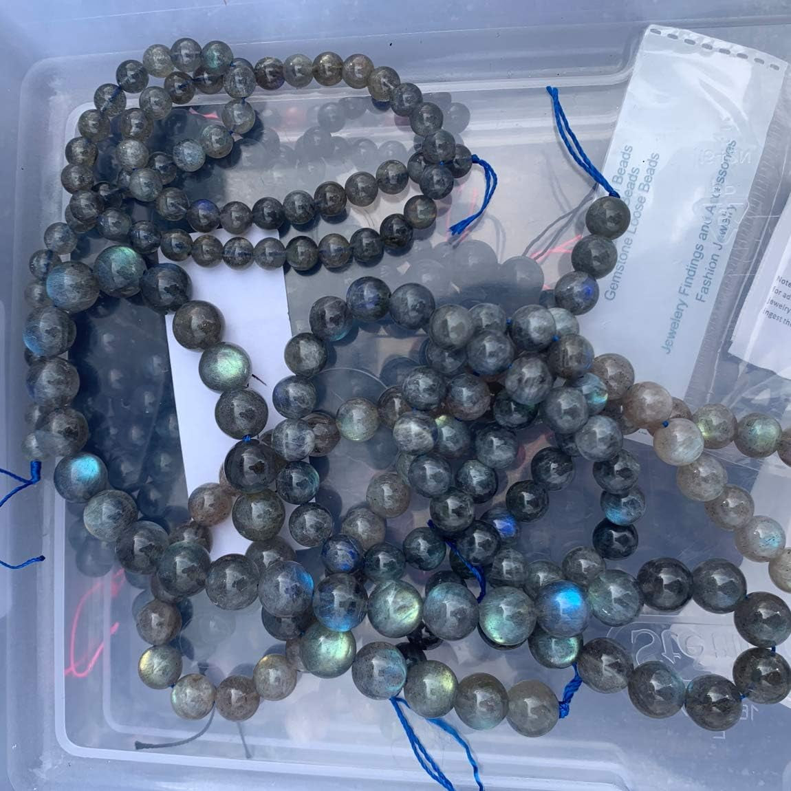 2 Strands  Natural Grade a Blue Flash Labradorite Healing Gemstone 8Mm round Loose Beads Gem Stone Spacer (88-94Pcs) for Jewelry Craft Making GY33-8