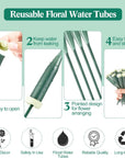 270 Pcs Floral Water Tubes Plastic Green Floral Tubes with Rubber Caps Fresh Flower Water Tubes Flower Arrangements Supplies for Bouquet Stem Supplies, 6 Inches