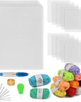 39Pcs Mesh Plastic Canvas Sheets Kit Including 15 Pieces Clear Plastic Canvas, 12 Color Acrylic Yarn and Embroidery Tools for Embroidery Plastic Canvas Craft