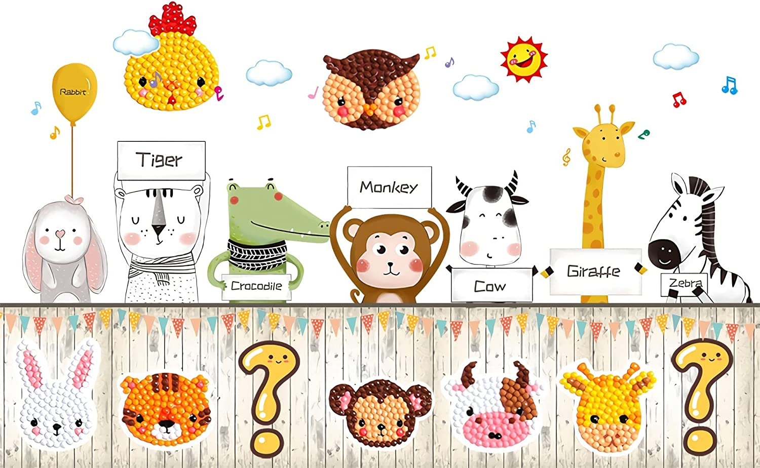 24Pcs Animal Diamond Stickers for Kids, Beginner Friendly Gem Art Kits, Complete Craft Set with Tools, Gift for Birthdays, Holidays