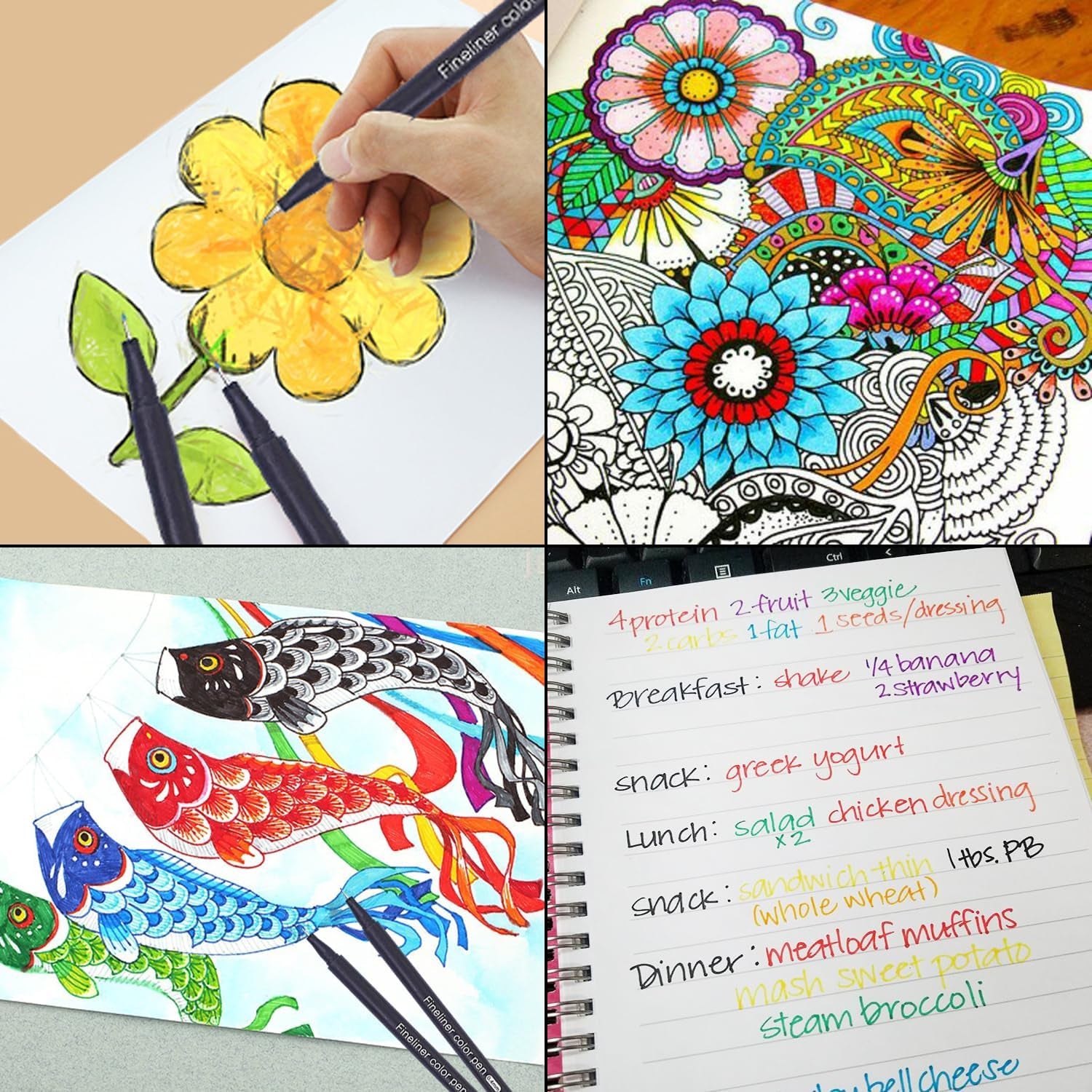 Fineliner Pens Fine Point Pens, 24 Colors 0.4Mm Fineliner Color Pen Set Fine Point Markers Fine Tip Drawing Pens for Journaling Writing Note Taking Calendar Adult Coloring