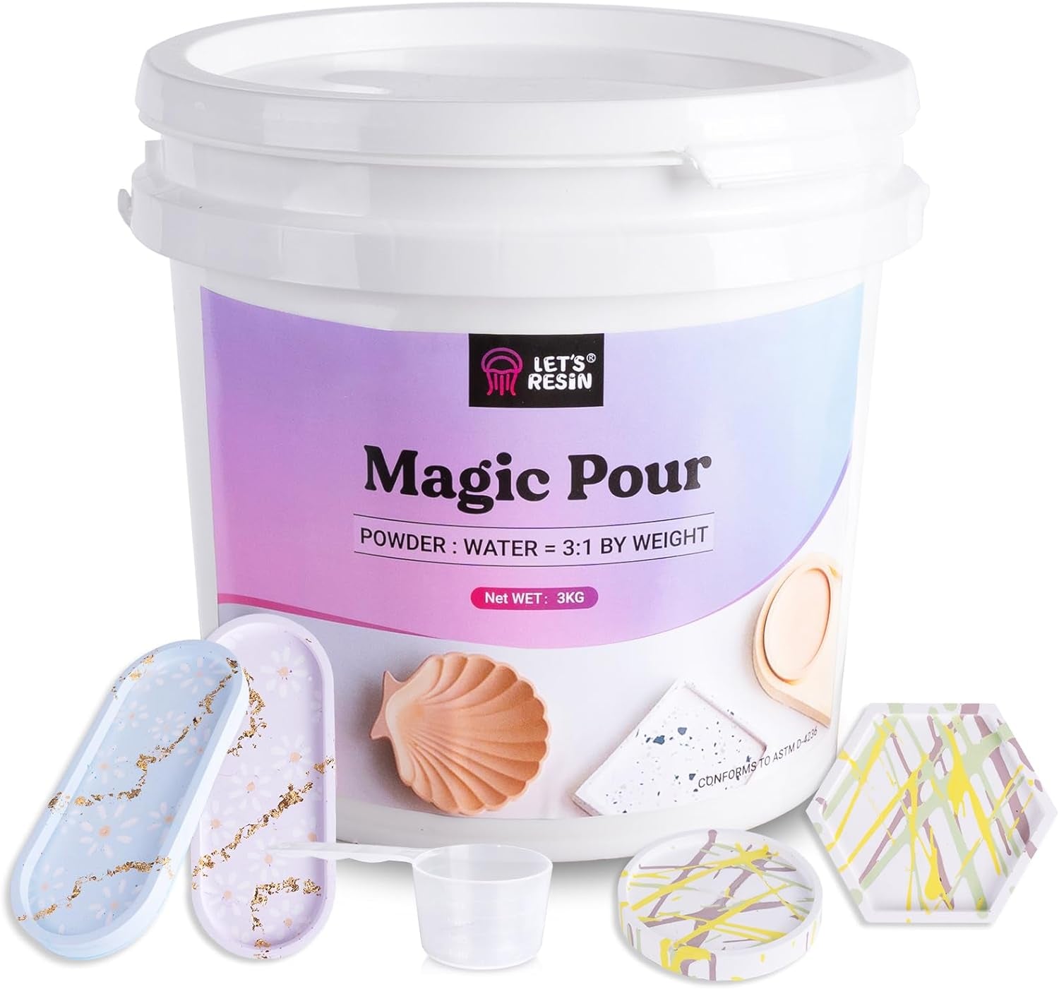 Resin Casting Powders 3000G, Fast Cured Casting Resin Kit for Beginners,20~30 Minutes De-Mold, Water Activated Plaster Powder Casting Kit for Resin Molds, Easy Mixing & Self Leveling