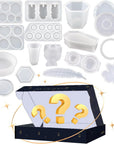 500G Random Resin Molds,Mystery Box Silicone Molds for Epoxy Resin,Blessing Bags Blind Box Moldes De Silicona Para Resina,Contains Pendants,Coasters,Trays,Letters and Other Random Moulds