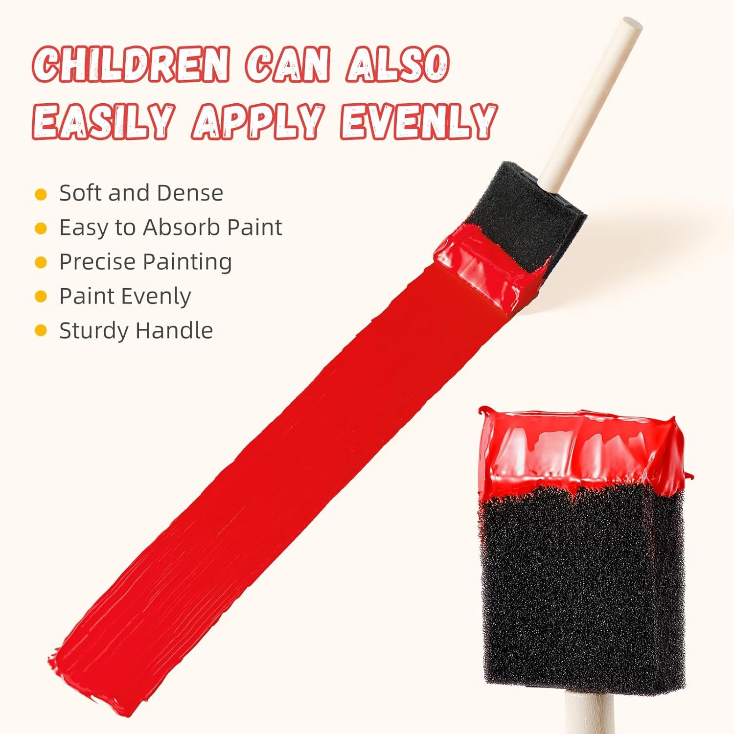 5 Pcs Foam Paint Brushes, 2 Inch Foam Brush, Wood Handle Foam Brushes for Staining, Sponge Paint Brush, Foam Brushes for Staining, Varnishes, and DIY Craft Projects