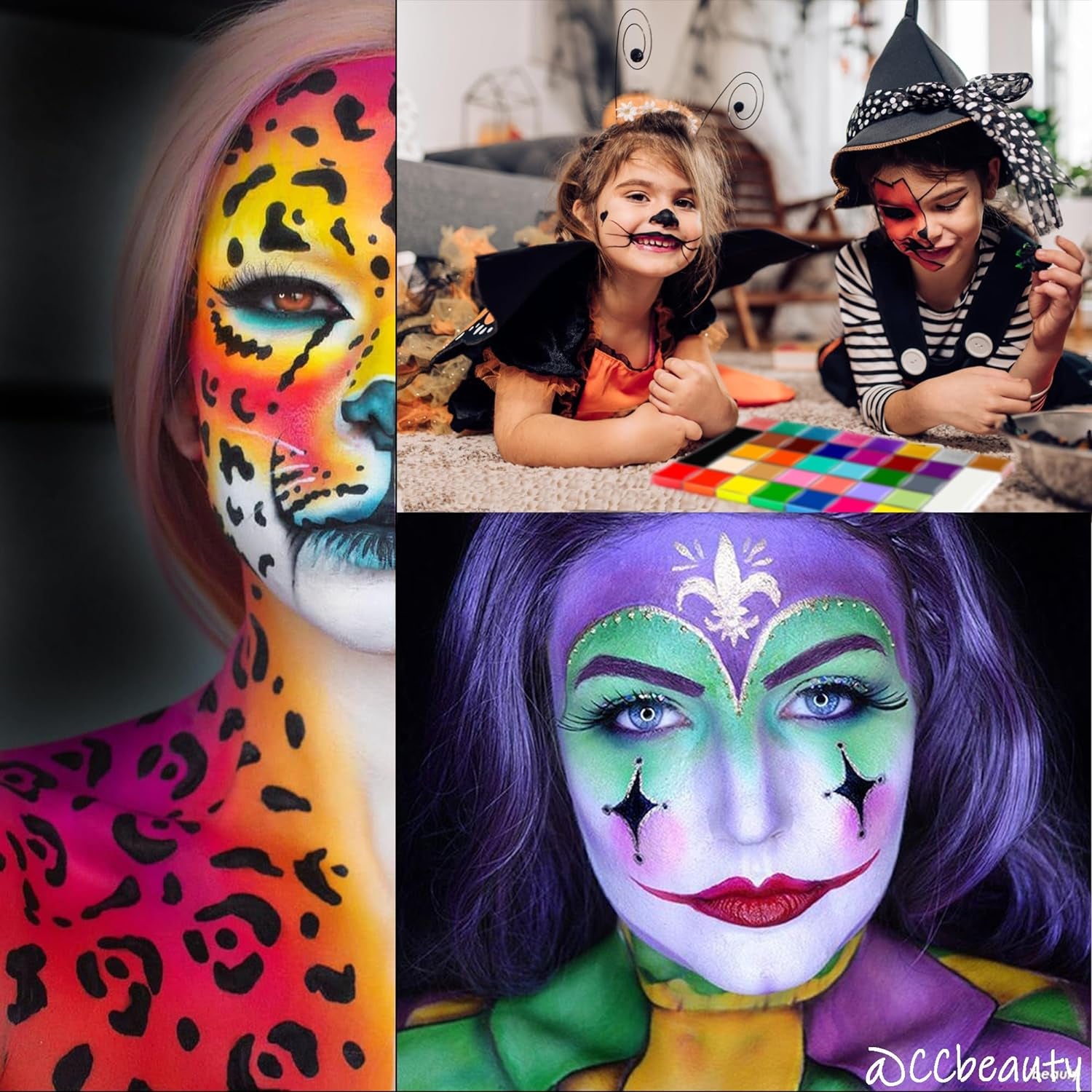 36 Colors Face Body Paint Oil, Hypoallergenic Face Painting Kit Professional for Kids Party with 30 Stencils + 10 Brushes for Halloween SFX Special Effects Cosplay Costume Makeup Supplies