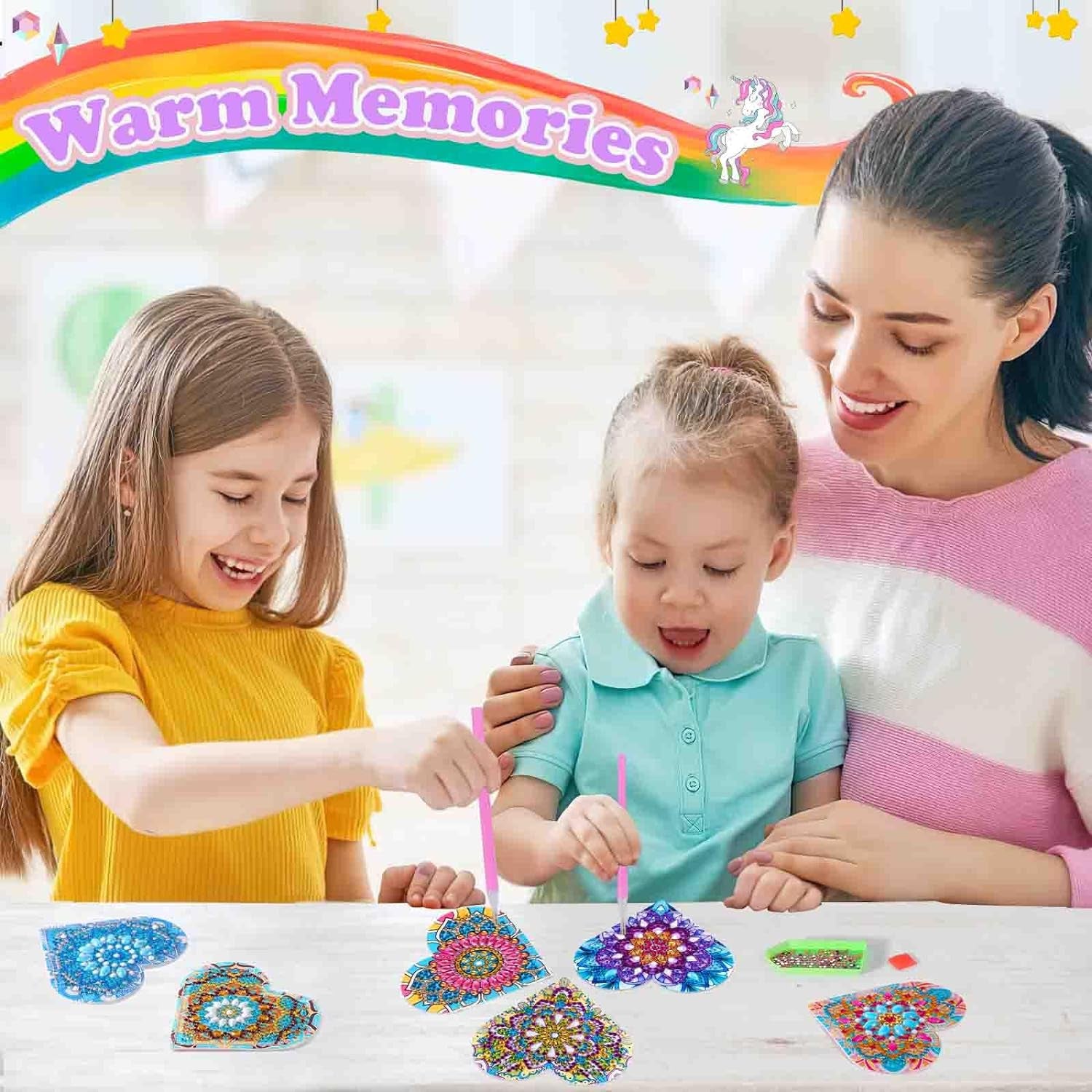 Diamond Art Kits for Kids，Gem Art for Kids Christmas Gift, Gem Painting Kits for Girls Birthday Gift, Arts and Crafts for Kids Ages 6 8 10