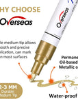 Gold and Silver Paint Marker Pens - 6 Pack Permanent Oil Based Metallic Paint Pen, Medium Tip, Quick Dry and Waterproof Markers for Stone, Wood, Metal, Plastic, Canvas, Glass, Ceramics, Rubber, Stone