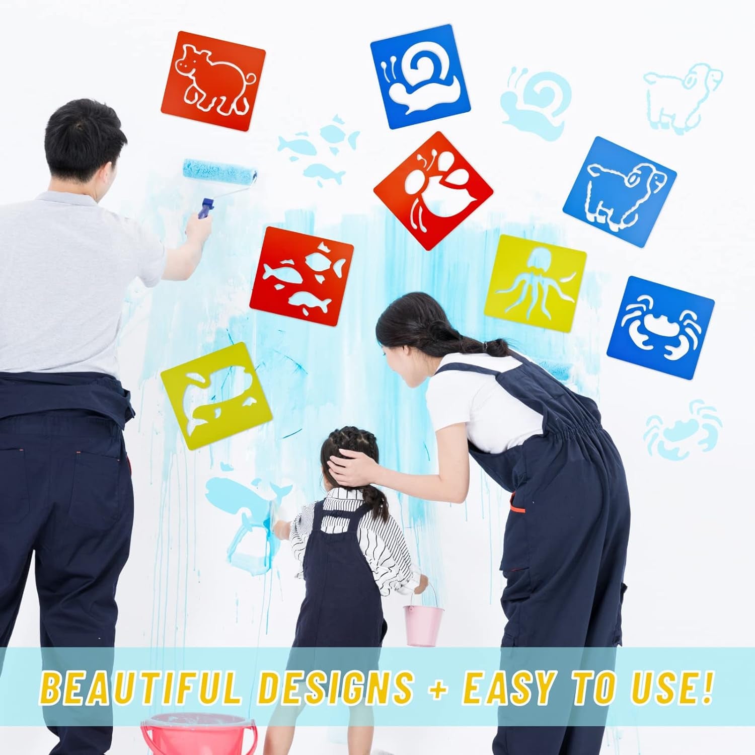 24 Pieces Stencils for Kids 5.9 X 5.5 Inches Drawing Stencils Chalk Stencils Large Washable Animal Themed Primary Shape Template for Kids Toddlers Preschooler (Animal Style)