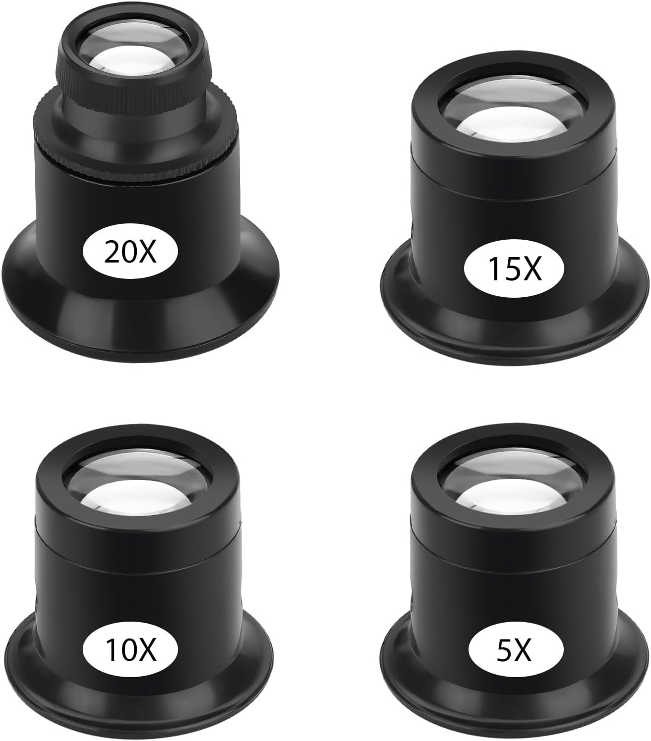 Eye Loop, 5PCS Jewelers Loupe Magnifier, 5X 10X 15X 20X Magnifying Eye Glass Pieces for Watchmaker
