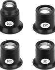 Eye Loop, 5PCS Jewelers Loupe Magnifier, 5X 10X 15X 20X Magnifying Eye Glass Pieces for Watchmaker