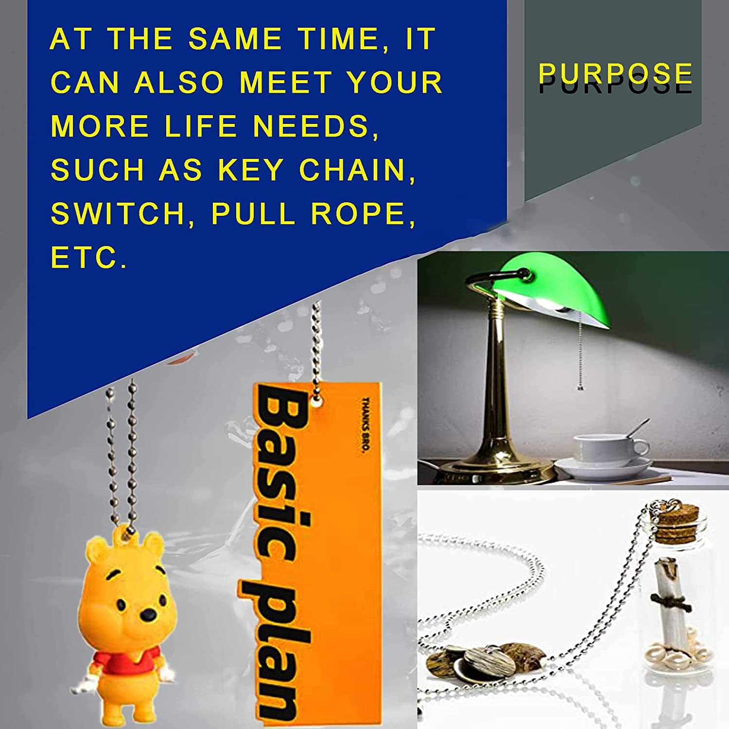 2.4Mm Ball Bead Chain, Extra Long 110Ft Stainless Steel Necklace Chains,Dog Tag Chain with 200 Connectors Clasps for Jewelry Chain DIY Craft Making,Men Military Keychain Jewelry Making Supplies