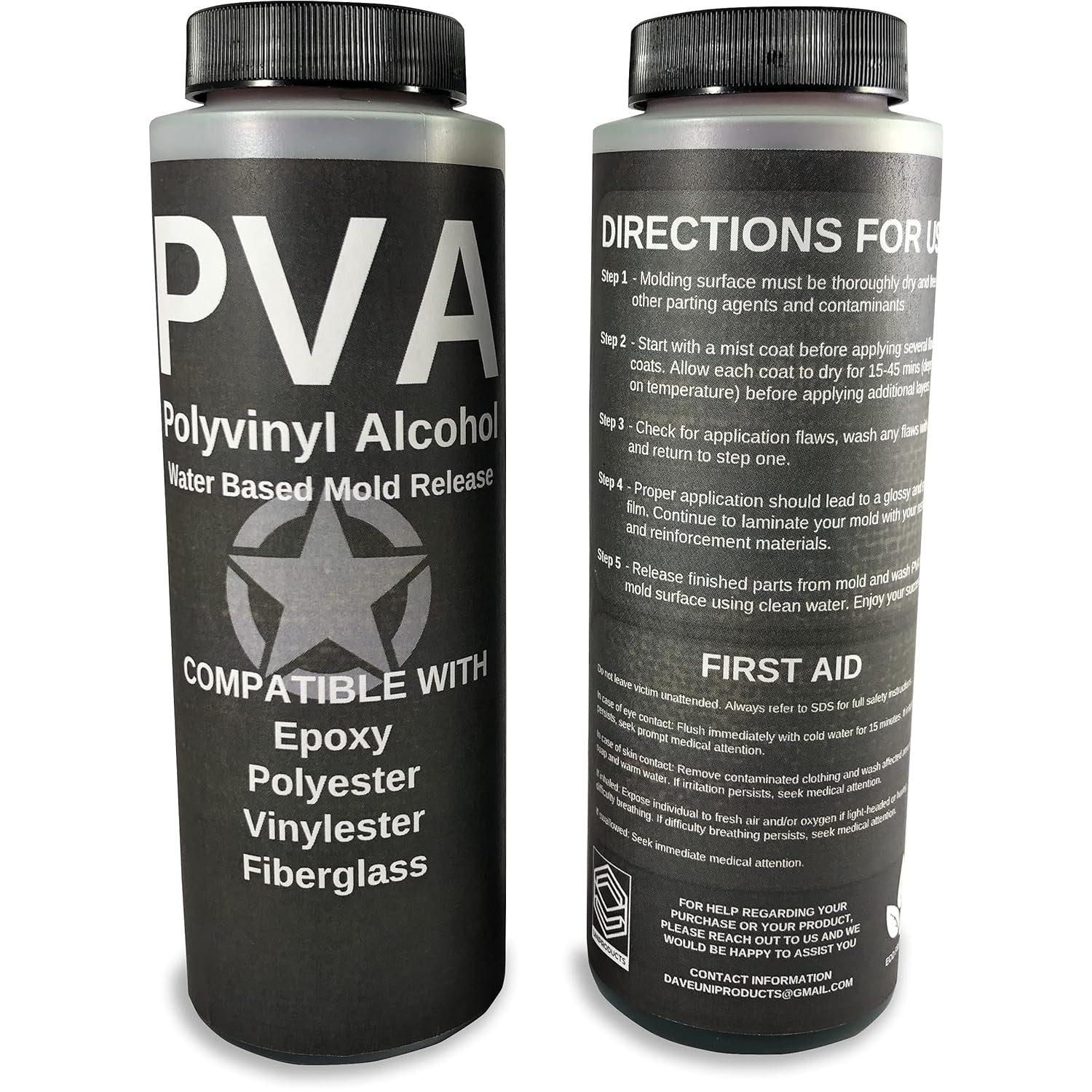 PVA Water Based Mould Release - Polyvinyl Alcohol Agent for Epoxy, Polyester, Vinyl Ester, Resin, Gel Coat, Polyurethane Foam, Silicone-Spray or Brush-On Film for Sculpture and DIY Projects