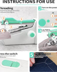 Handheld Sewing Machine, Mini Portable Sewing Machine Rechargeable for Quick Stitching 33Pcs, Cordless Sewing Machine for Beginners Suitable for Home Travel DIY Pattern Sewing Clothes, Blue