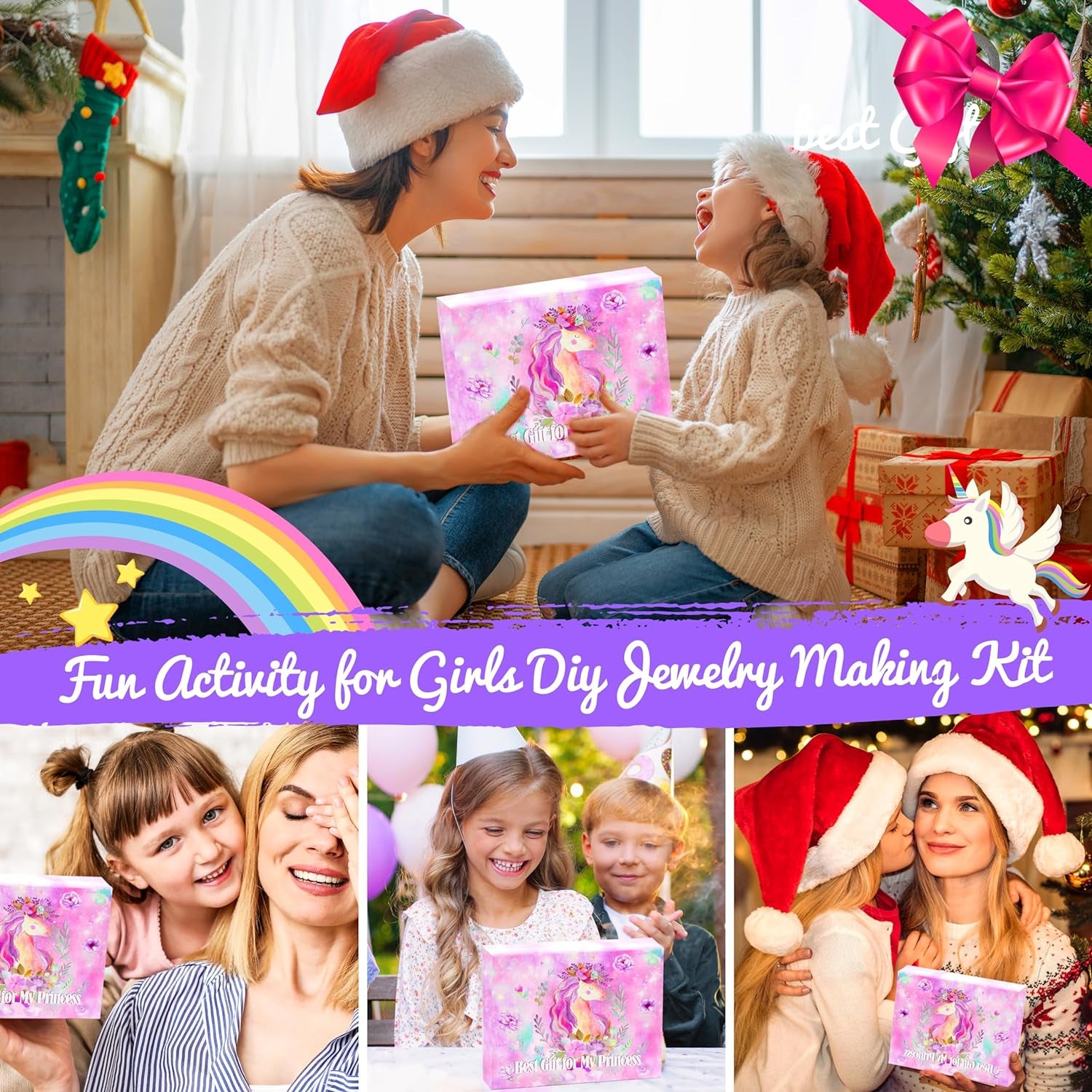 130 Pcs Charm Bracelet Making Kit, Jewelry Toy for Girl Age 8-12 Beads Craft Set for 5 6 7 8 9 10 11 12 Year Old Teenage Birthday Gift