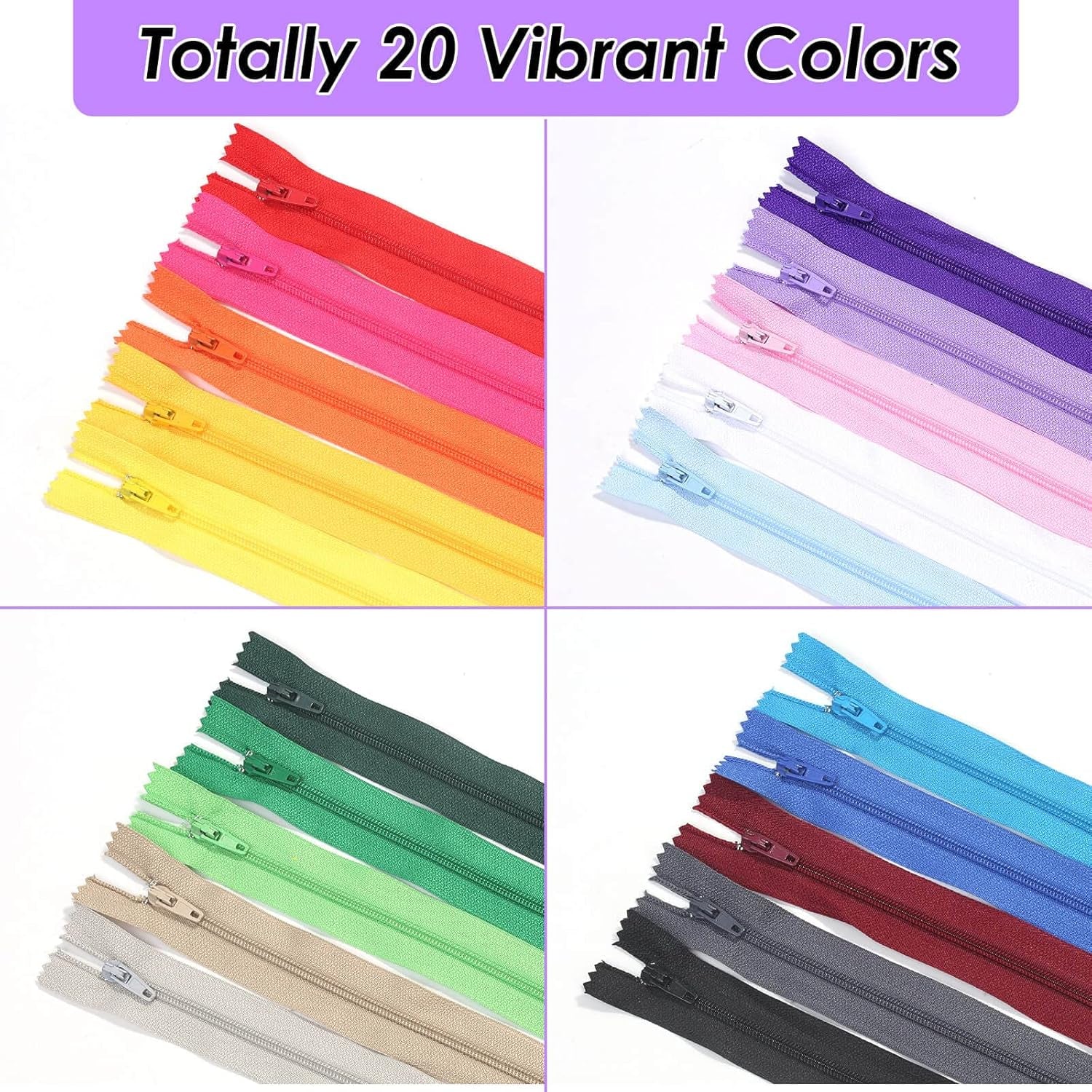 Zippers for Sewing, 120Pcs Nylon Zippers for Sewing in Assorted Lengths and Colors, Bulk Zippers for Making Bags, Pouches, Pillow Covers and Sewing Crafts Projects