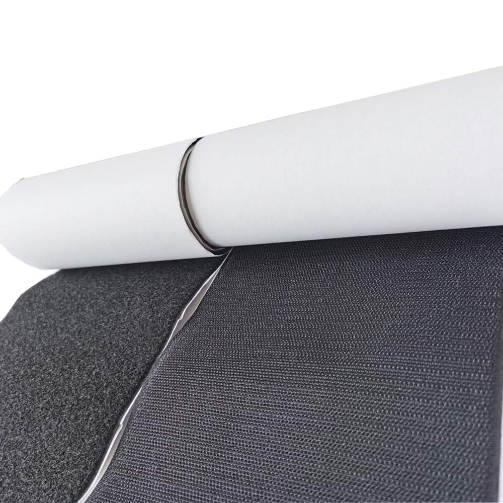 6 Inch Width Self Adhesive Hook and Loop Fastening Tape Heavy Duty Strips 1 Yard (Black, 6 Inch X 1.1 Yard)