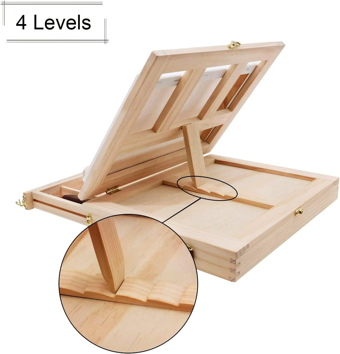Tabletop Easel Set - Easel for Painting Canvases, Painting Easel Kits for Kids and Adults with Wood Canvas Stand, 12 Colors Acrylic Paints, 2 Brushes, Plastic Palette and Palette Knives