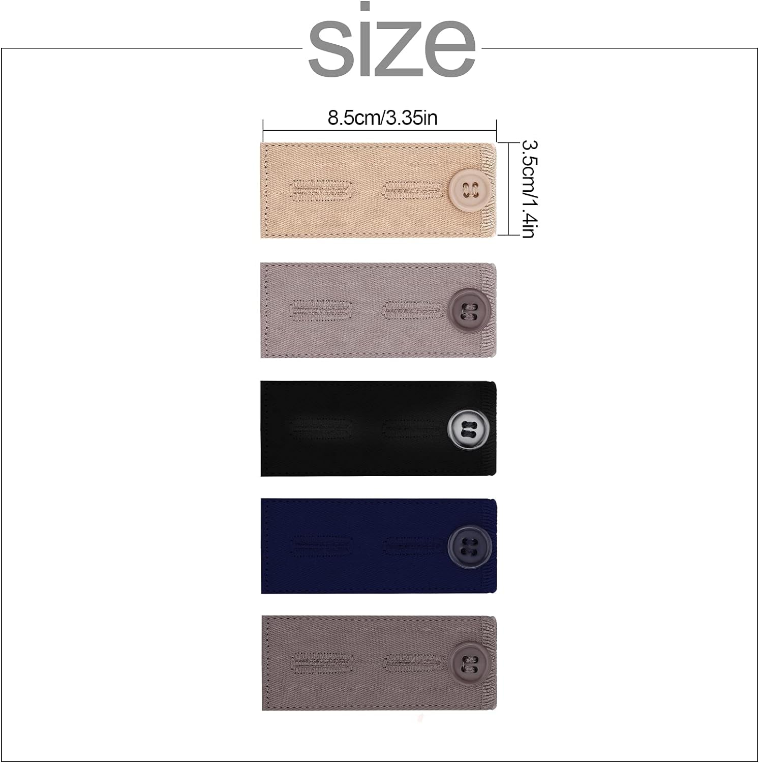 10Pcs Pants Waist Extenders, Adjustable Elastic Waist Extender, Pants Button Extender Set, 2 Types Waist Hook Extenders for Dress Jeans Pants Khakis Trousers Man and Woman