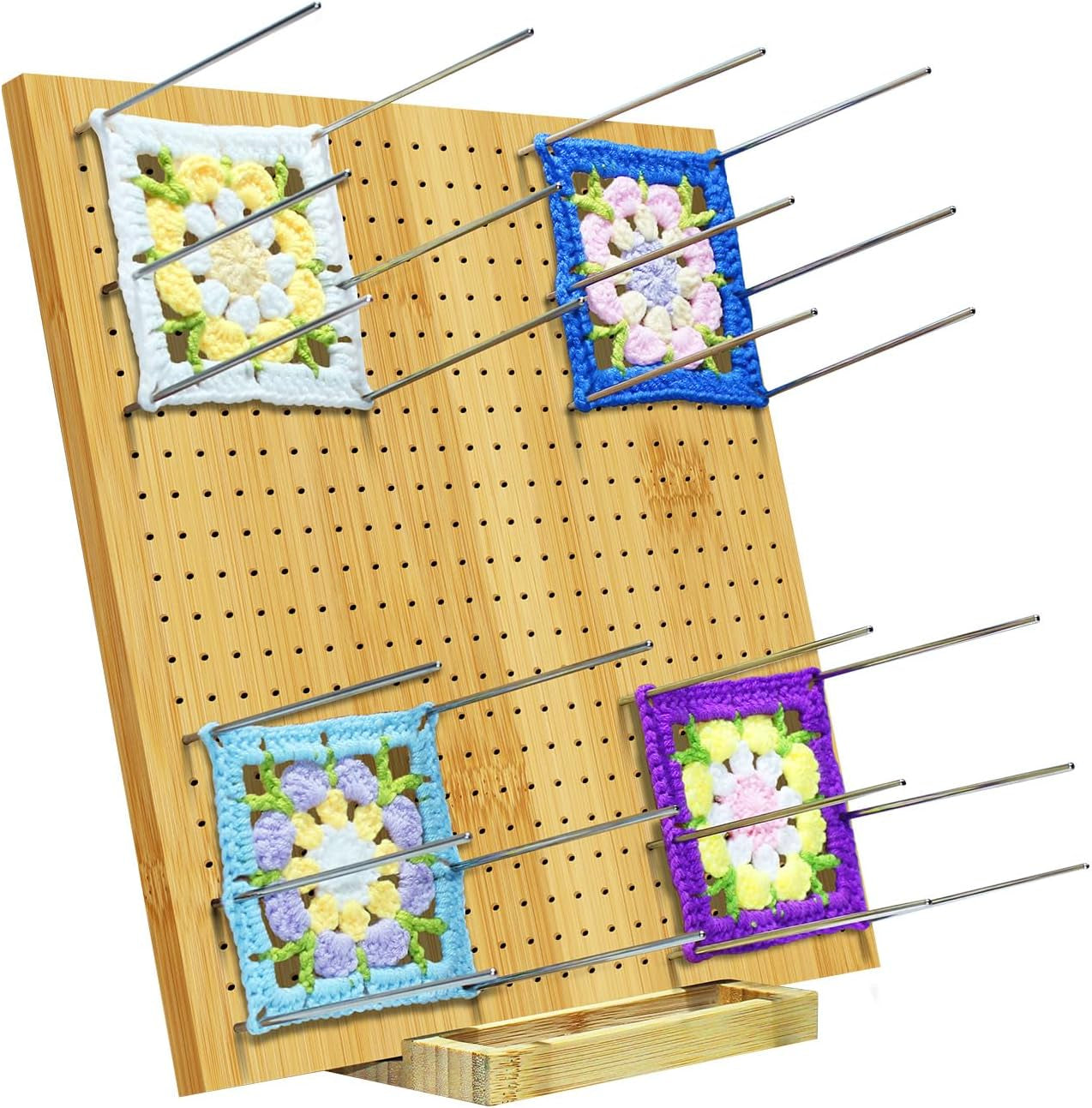 9 Inchs Crochet Blocking Board with 20 Pins, Handcrafted Knitting Blocking Mat for Knitting Crochet, Full Kit with 20 Stainless Steel Rod Pins, Gifts for Grandmothers, Mothers