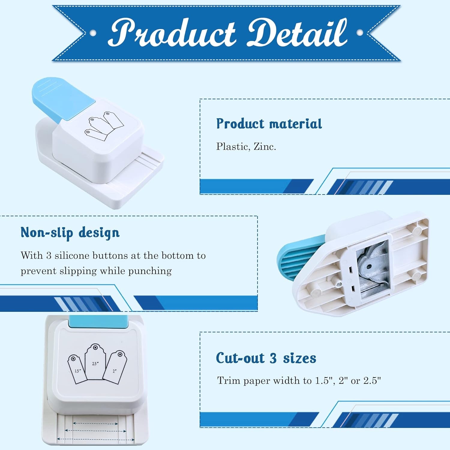 Paper Craft Tag Punch 1.5" 2" 2.5" - with 1 Roll Hemp Rope 32Ft - Tag Shape Lever Action Craft Puncher for Paper Crafting Scrapbooking Cards Arts for DIY Projects