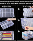 8-Tier Stackable Storage Container Box with 80 Compartments, Plastic Craft Organizers and Storage Containers for Arts, Organizing Washi Tape, Embroidery, Threads Bobbins, Kids Toy
