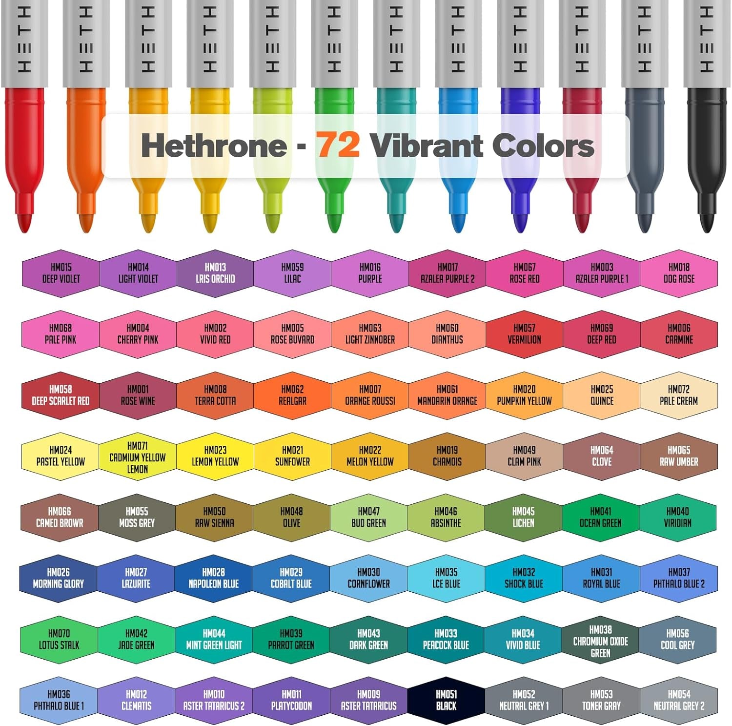Permanent Markers for Adult Coloring, Marker Pens Work on Plastic, Wood, Stone, Metal and Glass （72 Colors）