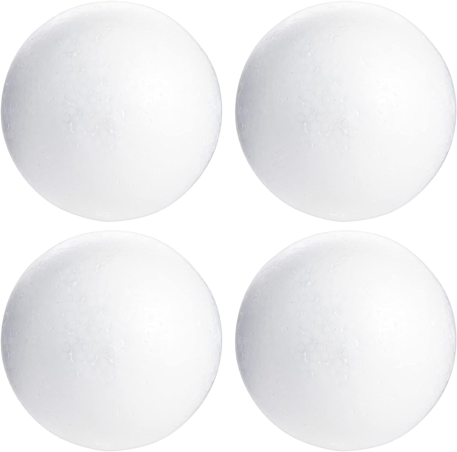 5 Inch Foam Balls for Crafts - 4 Pack Solid round White Polystyrene Spheres for Ornaments, DIY Projects, Craft Modeling