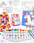 Kids Paint Set – Acrylic Kids Painting Kit – Storage Bag, Paints, Easel, Canvas, Brushes