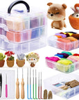 Needle Felting Kit, Wool Roving (5G/Color), Complete Needle Felting Starter Kit with Basic Felt Tools and Supplies Wool Fibre Spinning Craft Wet Felting Material for Beginners