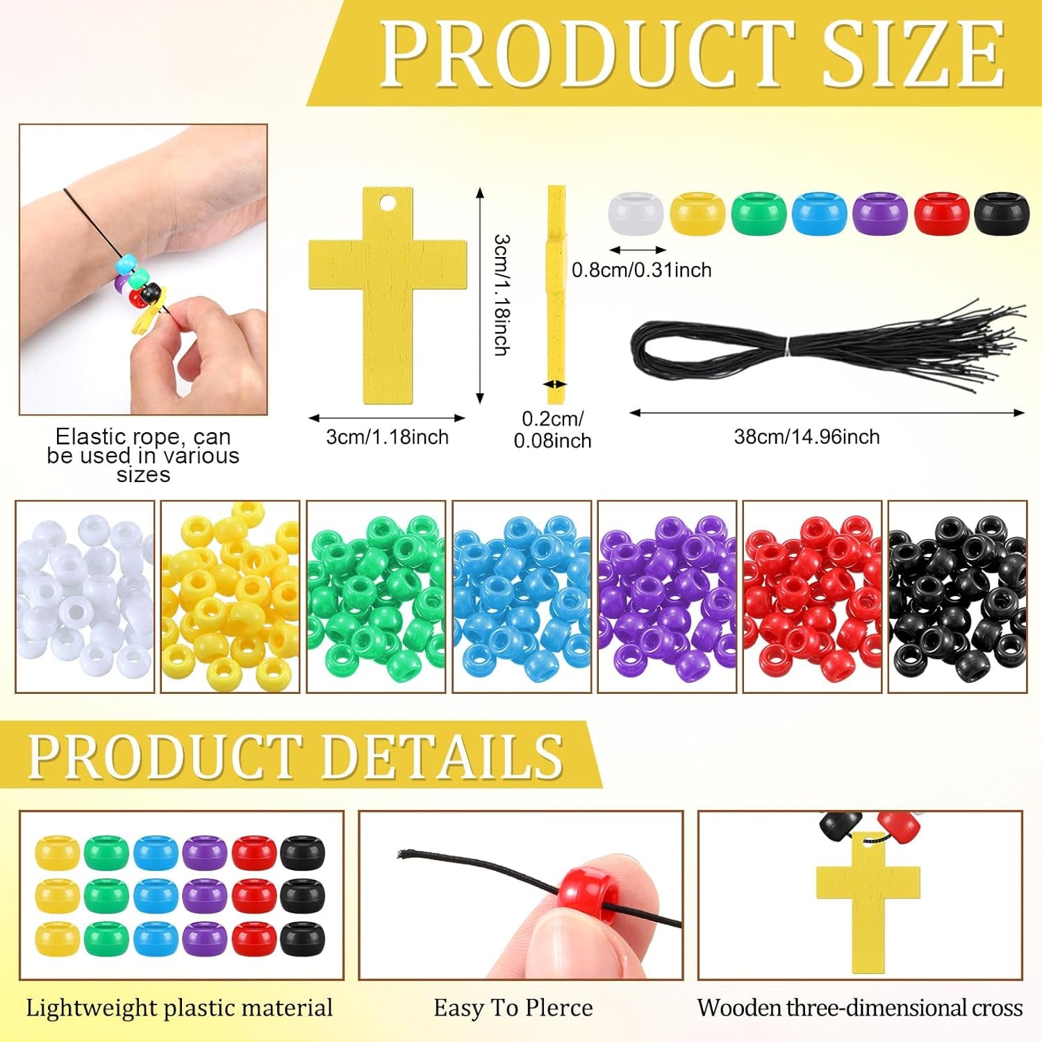 36 Sets Bible Crafts for Kids Wristband Cross Crafts Religious Bead Wristband Kit Christian Faith Jesus Cross Beads DIY Jewelry Making Gifts for VBS Sunday School Supplies Fun Home Activities