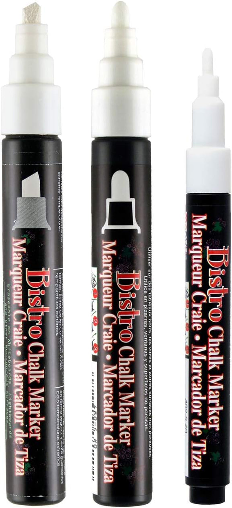 48023-3A Bistro Chalk Marker, 3 Tip Sizes, White