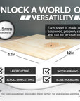 Basswood Sheets 1/16, Craft Wood 10 Pack - 12 X 12 X 1/16 Inch - Cricut Wood Sheets 1.5Mm, Plywood Sheets with Smooth Surfaces - Bass Wood for Laser Cutting, Architectural Models, Drawing