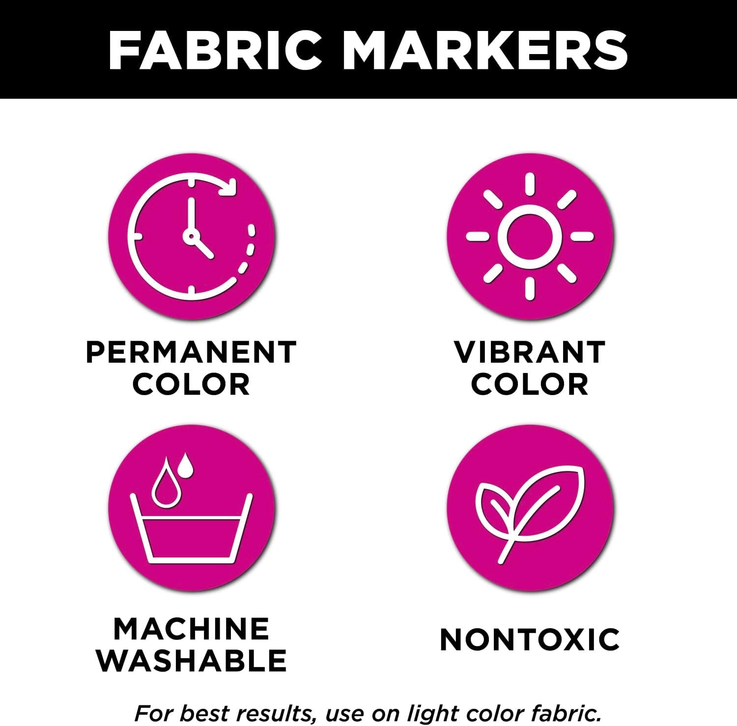 Permanent Nontoxic Fabric Markers, 20 Pack, Multicolor