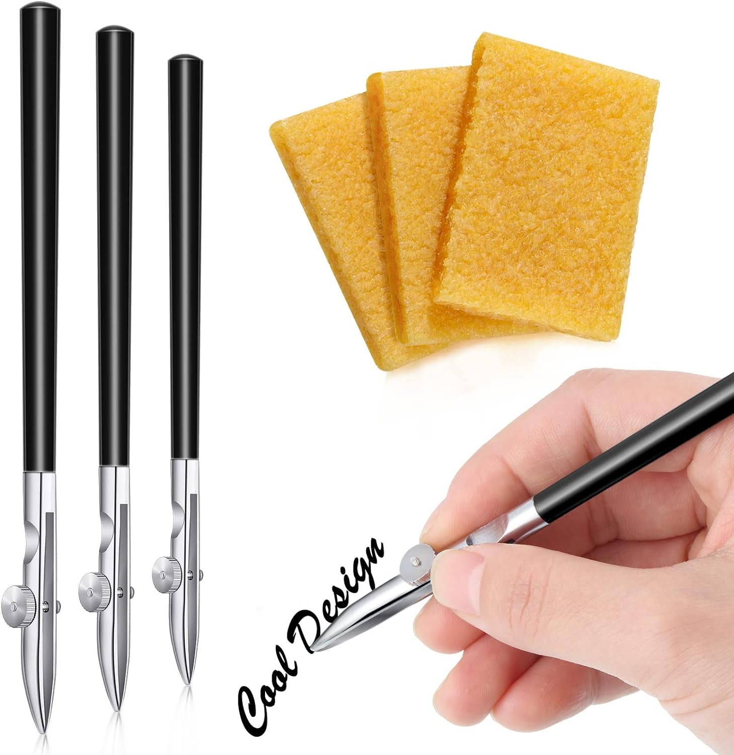 6 Pieces Art Ruling Pen 3 Sizes Masking Fluid Pen and 50 X 35 X 5 Mm Glue Residue Eraser, Ruling Ink Pen Set for Watercolor Drawing Mounting Art Artists Supplies (Green)