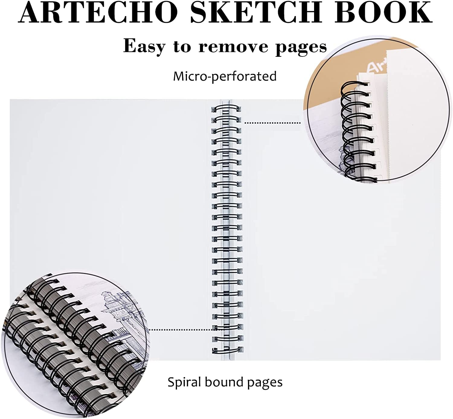 Sketch Book 9 X 12 Inch, 100 Sheets 90Gsm, Pack of 2, Spiral Sketchbook, Hardcover Sketchbook, Acid Free Sketch Paper, Sketch Pad, Sketchbook for Drawing