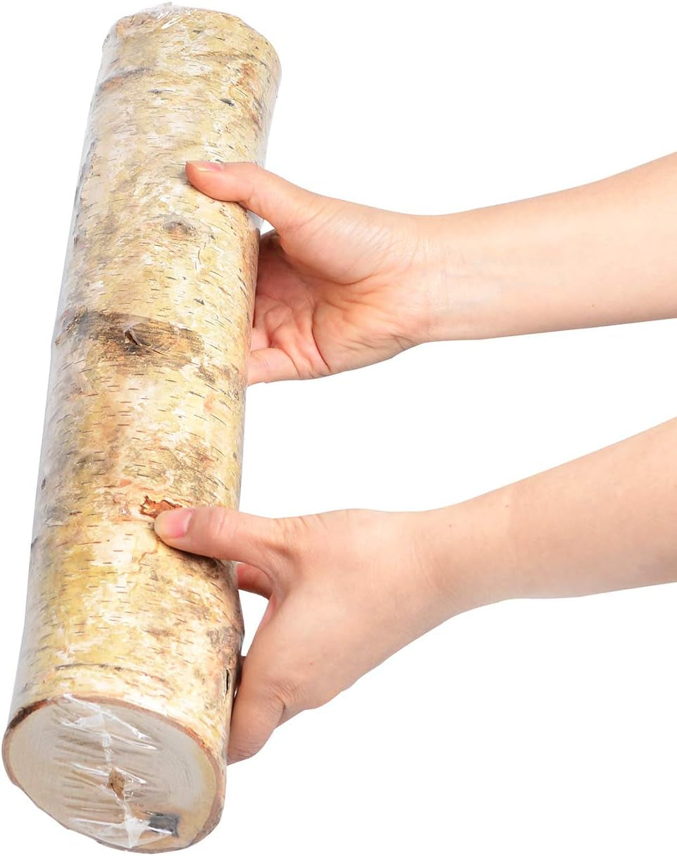 6 Pack Large Birch Logs for Fireplace Unfinished Wood Crafts DIY Home Decorative Burning(Logs:2.4"-3.1" Dia. X 16" Long)