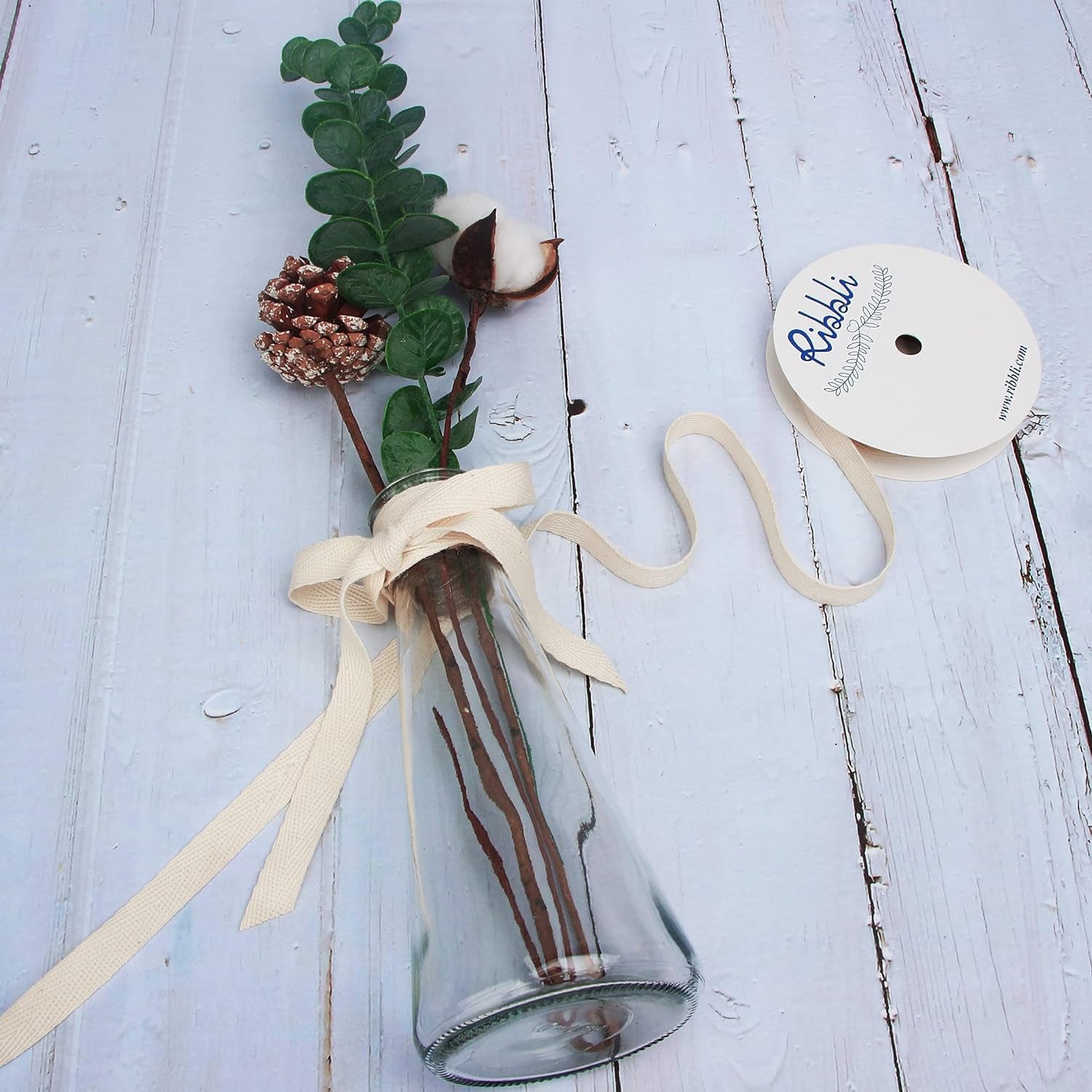 Cotton Twill Tape Ribbon, Herringbone Tape 1/2 Inch X 10 Yard Spool,Natural,100% Cotton Ribbon,Herringbone Ribbon Use for Gift Wrapping,Home Decor,Floral Decoration