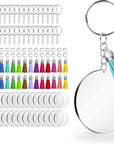 120 Pcs Acrylic Keychain Blank with Key Rings: Tassels Key Chain for Craft,Bulk Keychain Rings,Key Chain Kit for Girls, Silver