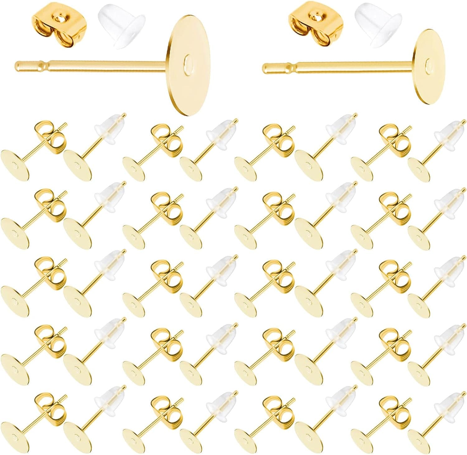 Earring Posts and Backs,  700Pcs Stud Earring Making Kit with 300Pcs Stainless Steel Earring Posts and 400Pcs Earring Backs, Earring Supplies Kit for DIY Earrings and Jewelry Making