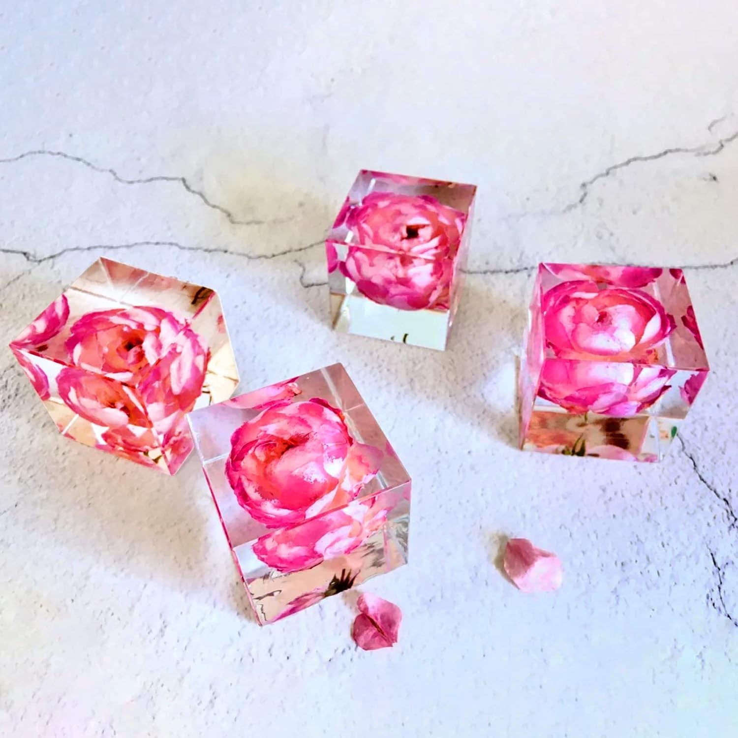 8Pcs Large Square Resin Molds Silicone, Upgraded Cube Silicone Molds for Resin Casting with Wooden Support, Square Epoxy Resin Molds for Home Decor, Flowers Preservation