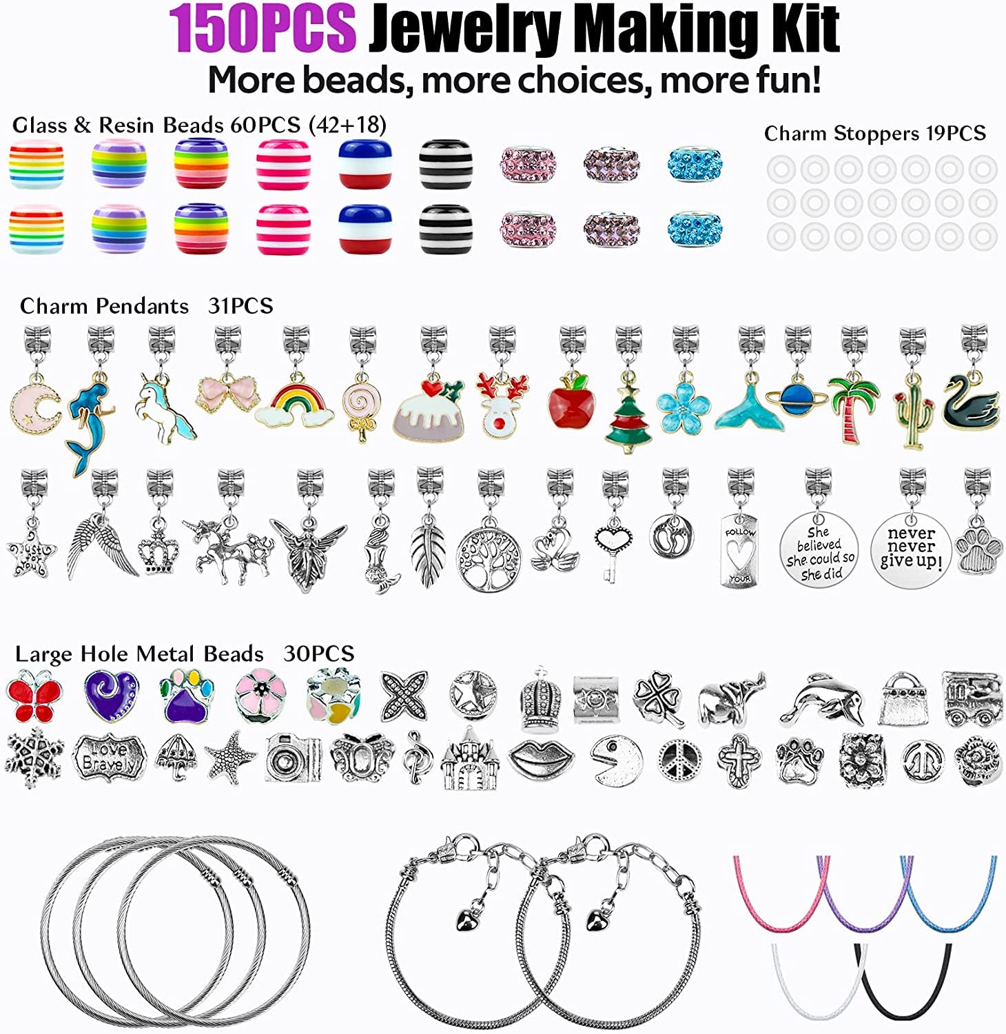 Charm Bracelet Making Kit, Jewelry Making Kit Trendy Stuff for Kids Ages 6-12, Unicorn Toy Cute Stuff for Teen Girls Gifts Birthday Gift, Crafts for Girls 6 7 8 9 10 11 12 Year Old