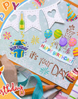 100 Pcs Birthday Paper Die Cuts Cardstock Birthday Scrapbook Die Cuts DIY Scrapbooking Cutouts for Birthday Scrapbook Notebook Suitcase Calendar Laptop Embellishments Supplies Craft Making Decoration
